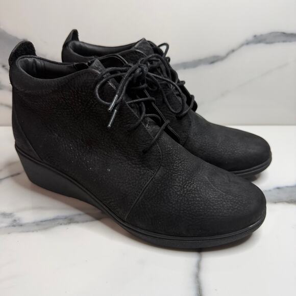 Clarks Shoes - Clarks Women's Black Suede Un Tallara Eva Wedge Boots Sz 8 Minimalist Comfort